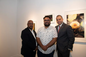 Hon. Bernie Bush, artist Bryony Dixon and Hon. Andre Ebanks MP